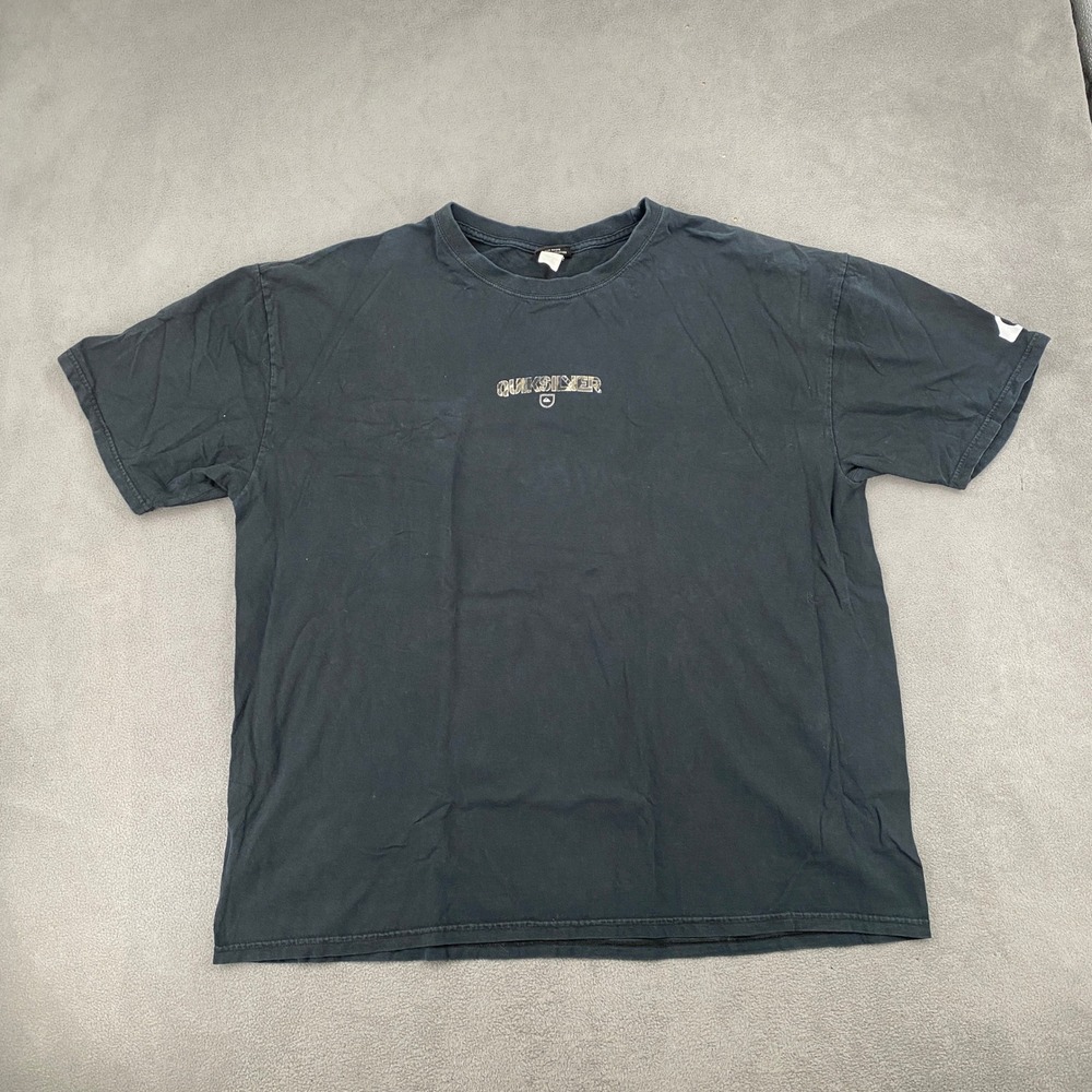 Vintage Quiksilver Y2K Camo Logo Black T-Shirt Mens XXL Surf Skate Tee